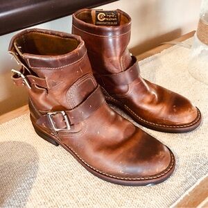 Chippewa Raynard Engineer leather saddle brown boots calf half crop 7.5